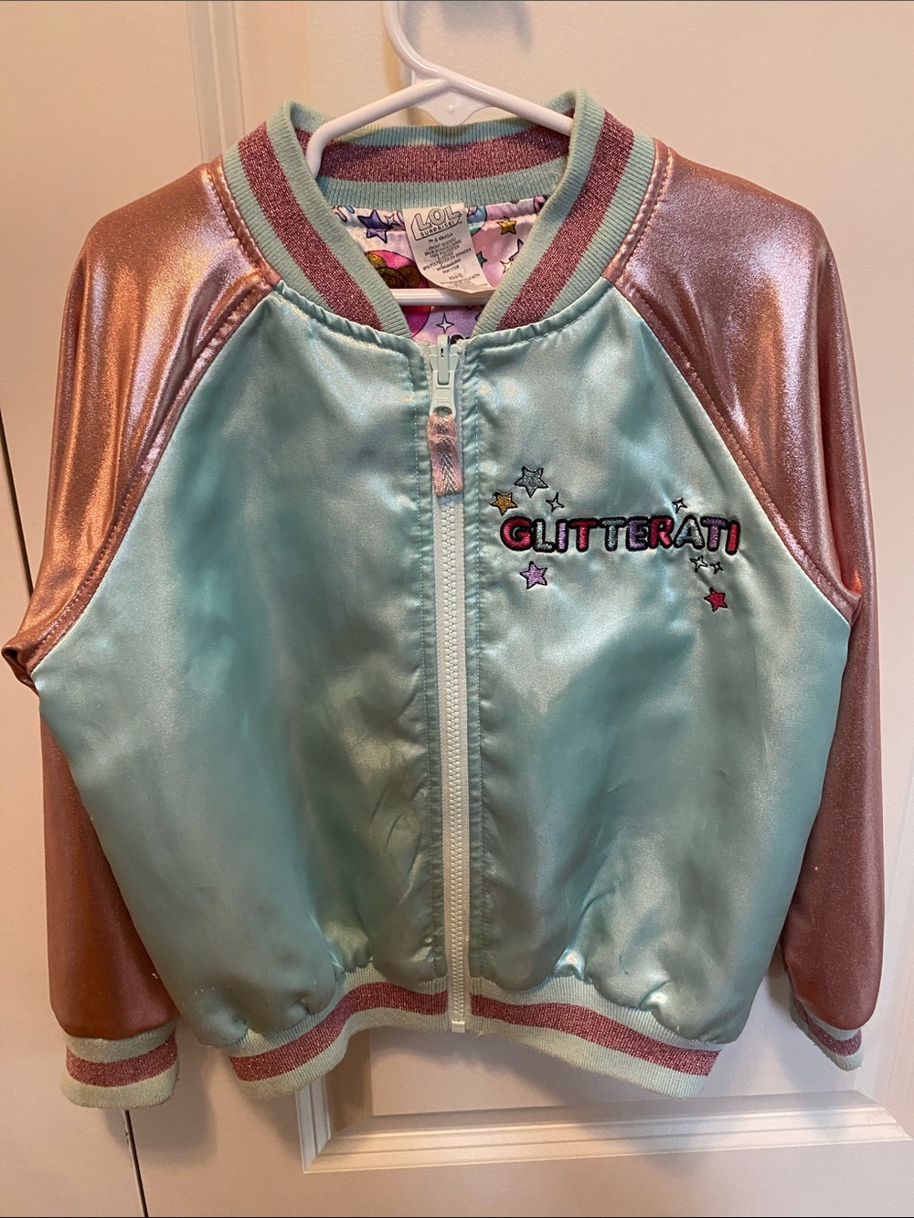 L.O.L. Surprise! Mint Green & Rose Metallic Glitterati Bomber Jacket